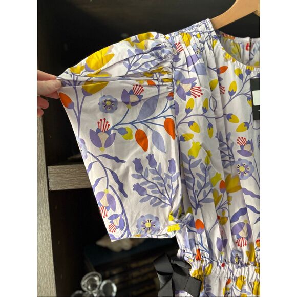 NWT Jessie Zhao New York Purple Floral Cotton Midi Dress Size 4 $269 MSRP - Picture 12 of 12